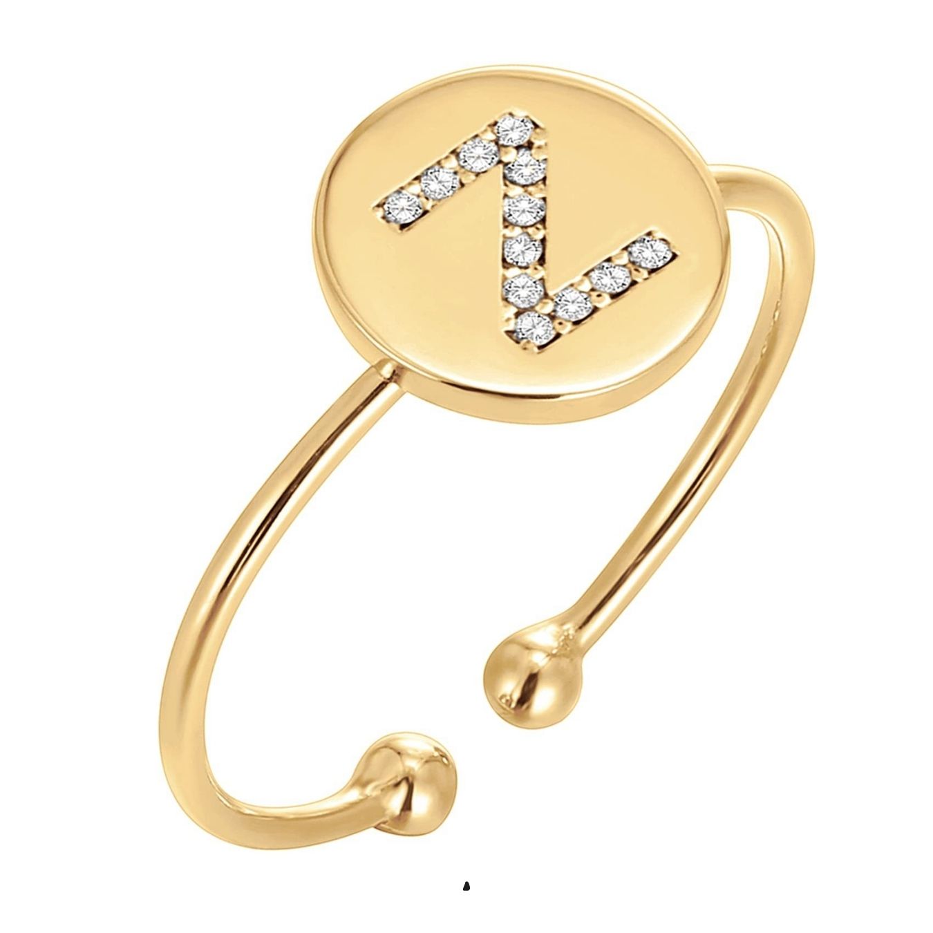 Adjustable Initial Ring "Gold Shine"