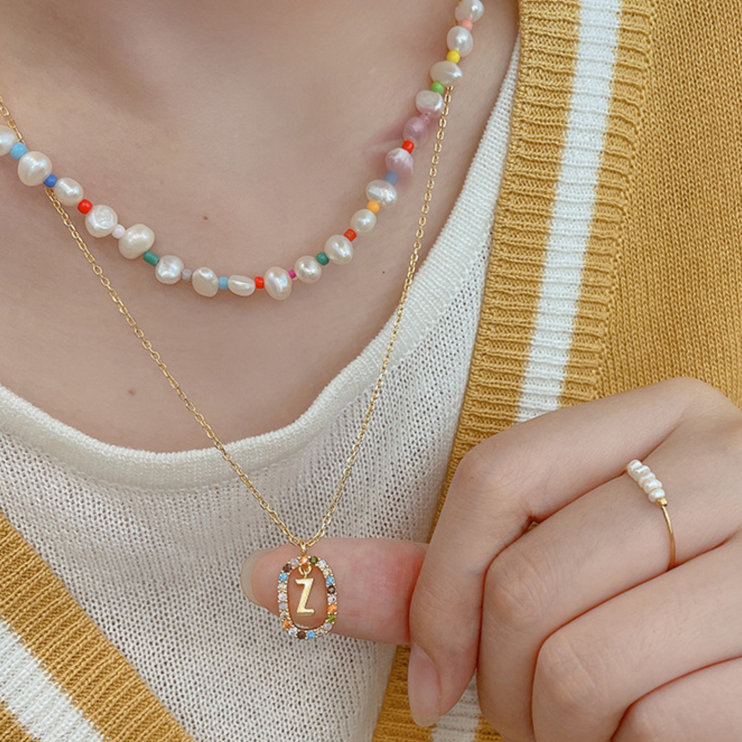 RICCARDI - COLLIER "Rainbow Shine Initial" - Riccardi