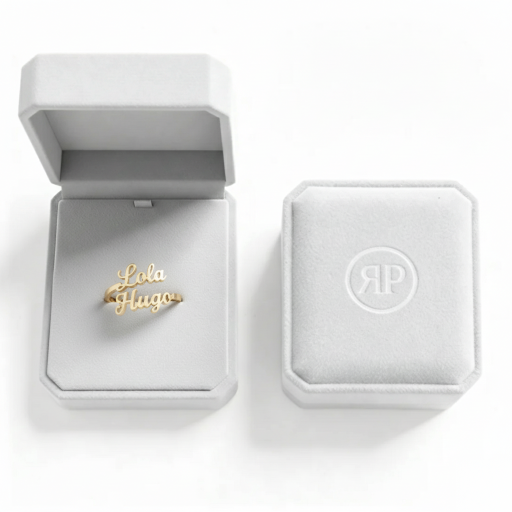 Adjustable Name Ring "Double Script"