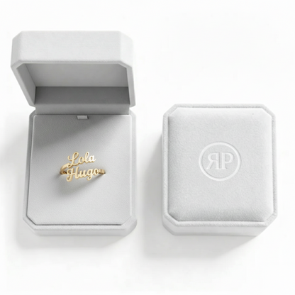 Adjustable Name Ring "Double Script"