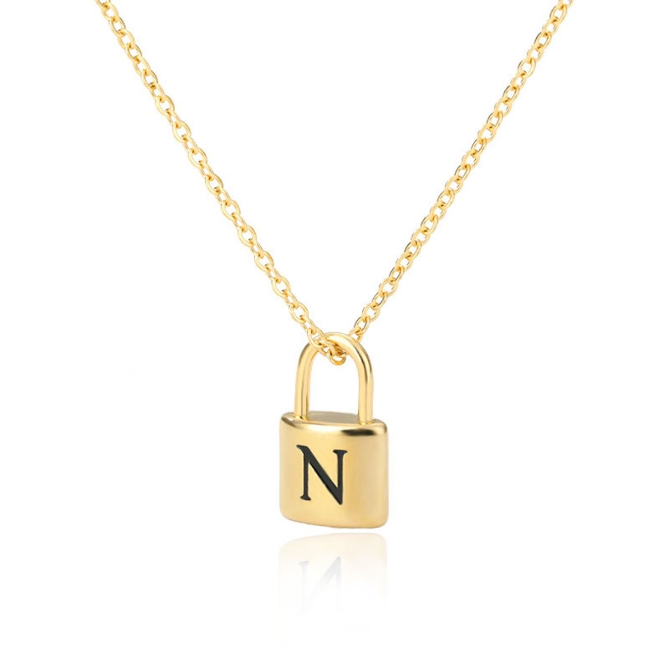 Initial Necklace "Gold Lock"