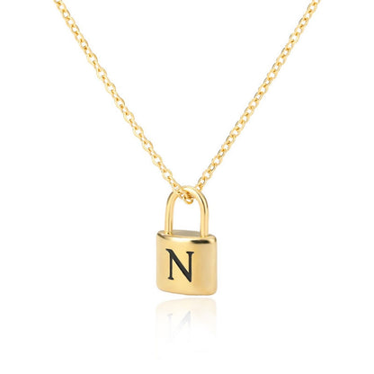Initial Necklace "Gold Lock"