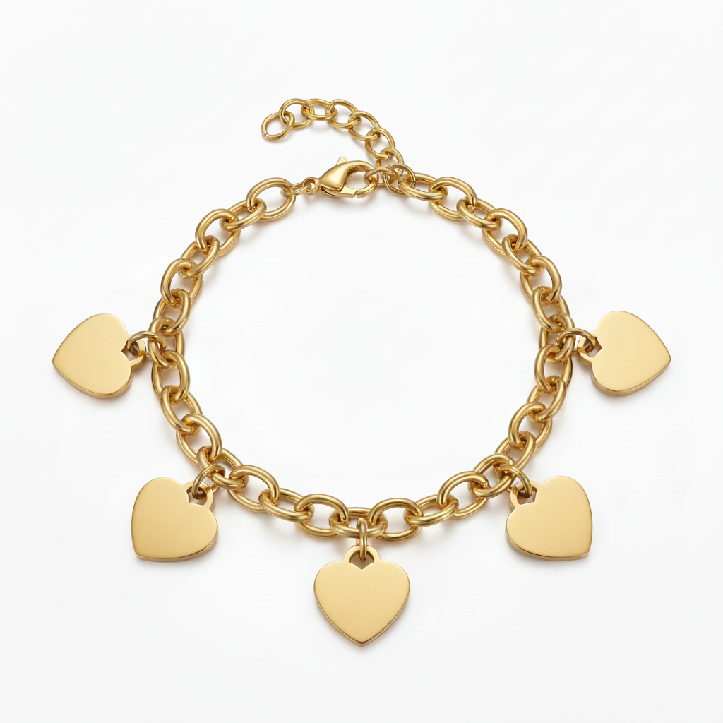 Initial Bracelet "Custom Hearts"