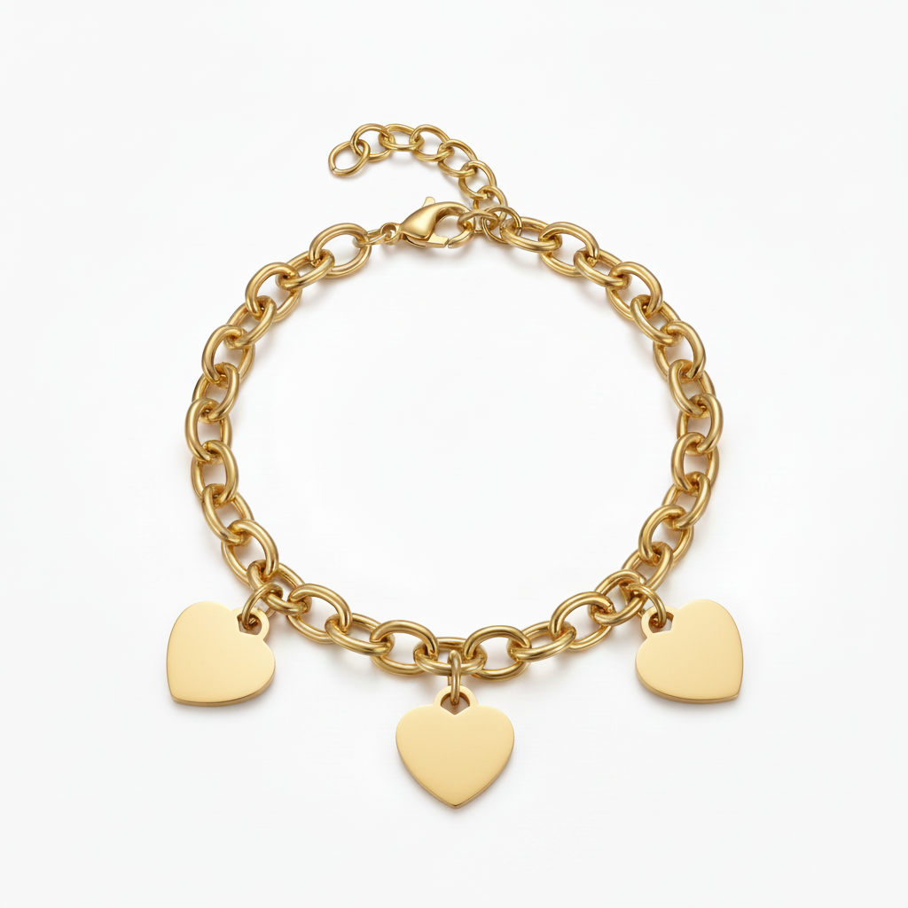 Initial Bracelet "Custom Hearts"