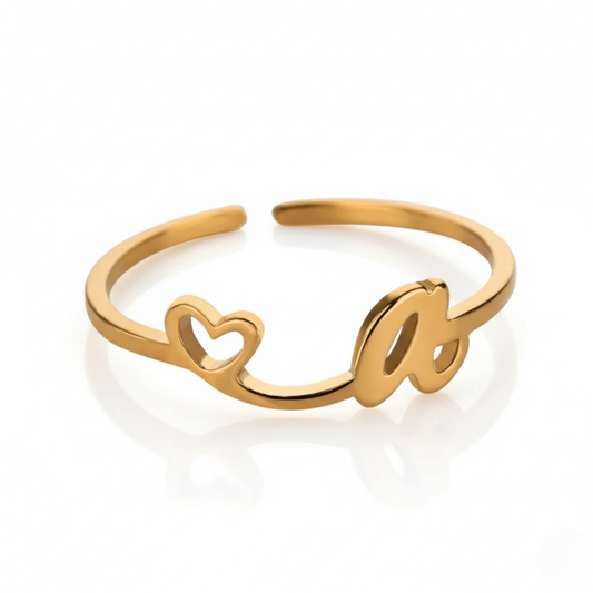 Adjustable Initial Ring "Pretty"