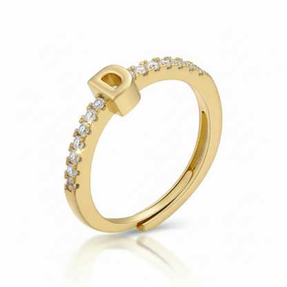 Adjustable Initial Ring "Sparkle"