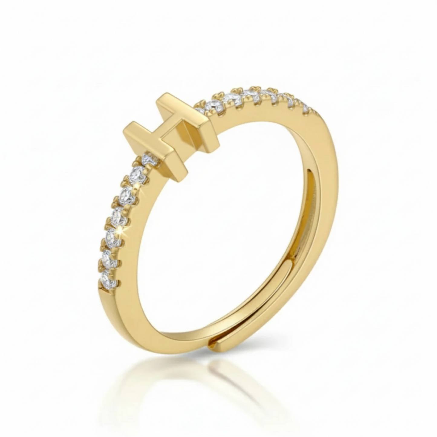 Adjustable Initial Ring "Sparkle"