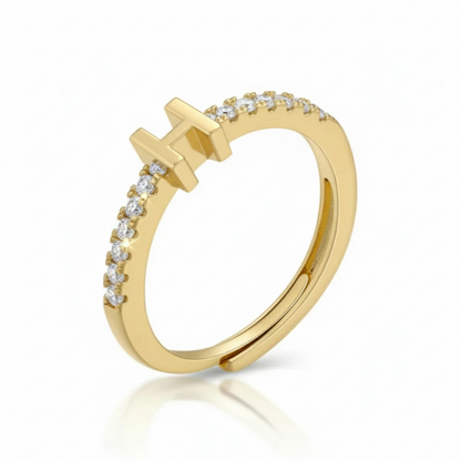 Adjustable Initial Ring "Sparkle"