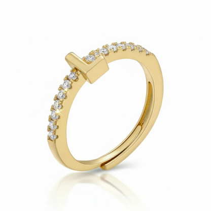 Adjustable Initial Ring "Sparkle"