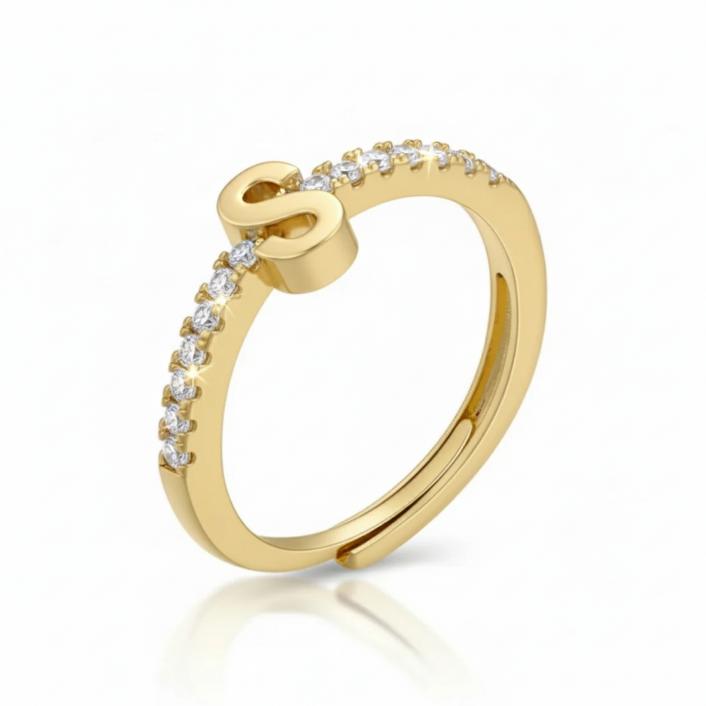 Adjustable Initial Ring "Sparkle"