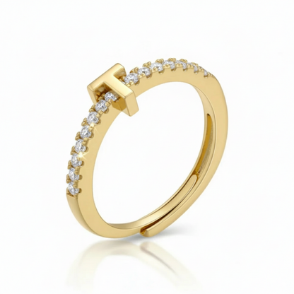 Adjustable Initial Ring "Sparkle"