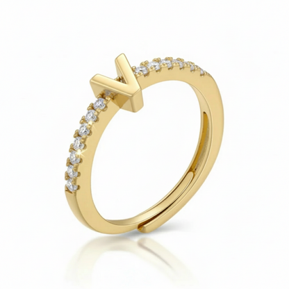 Adjustable Initial Ring "Sparkle"