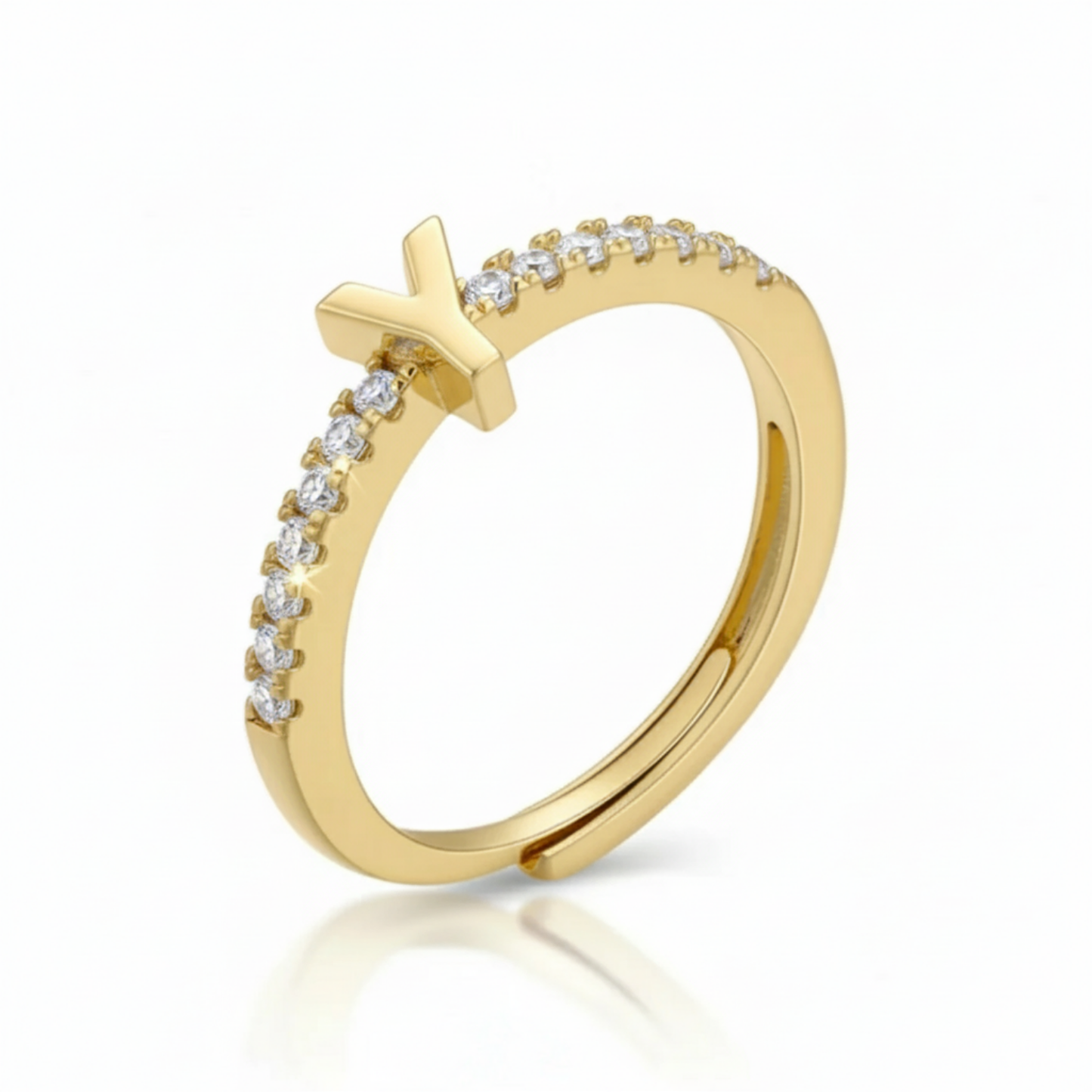 Adjustable Initial Ring "Sparkle"