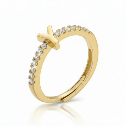 Adjustable Initial Ring "Sparkle"