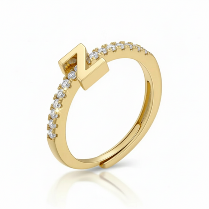 Adjustable Initial Ring "Sparkle"
