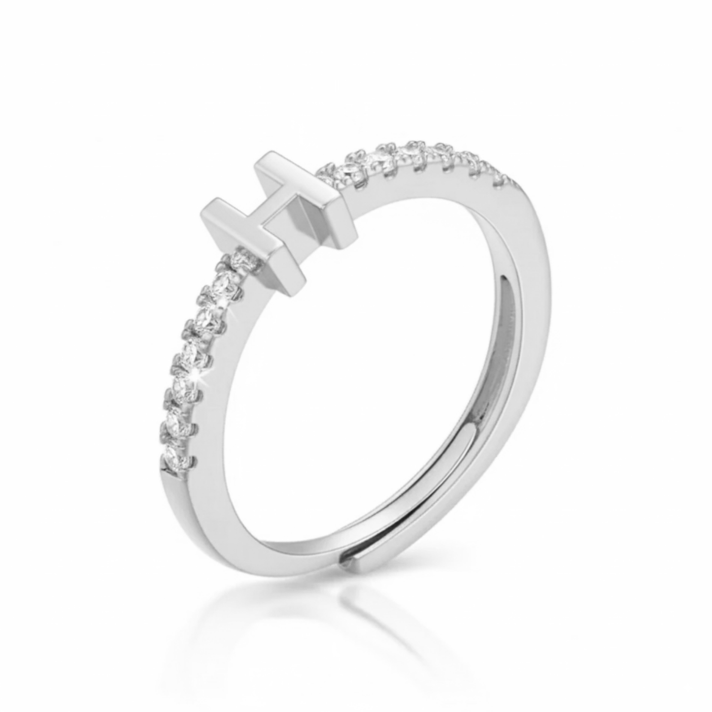 Adjustable Initial Ring "Sparkle"