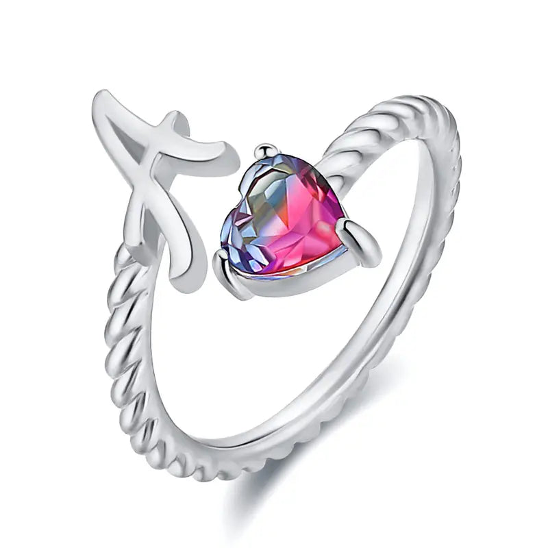 Adjustable Initial Ring "Mermaid Tail"