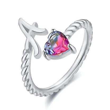 Adjustable Initial Ring "Mermaid Tail"