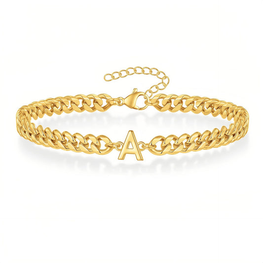 Initial Bracelet "Curb Letter"