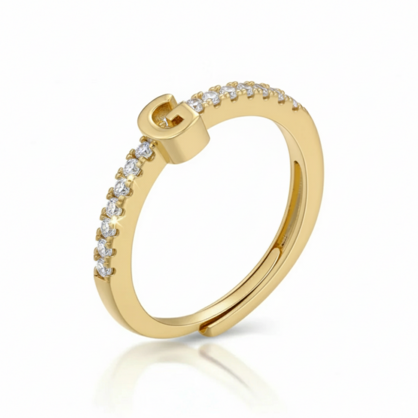 Adjustable Initial Ring "Sparkle"