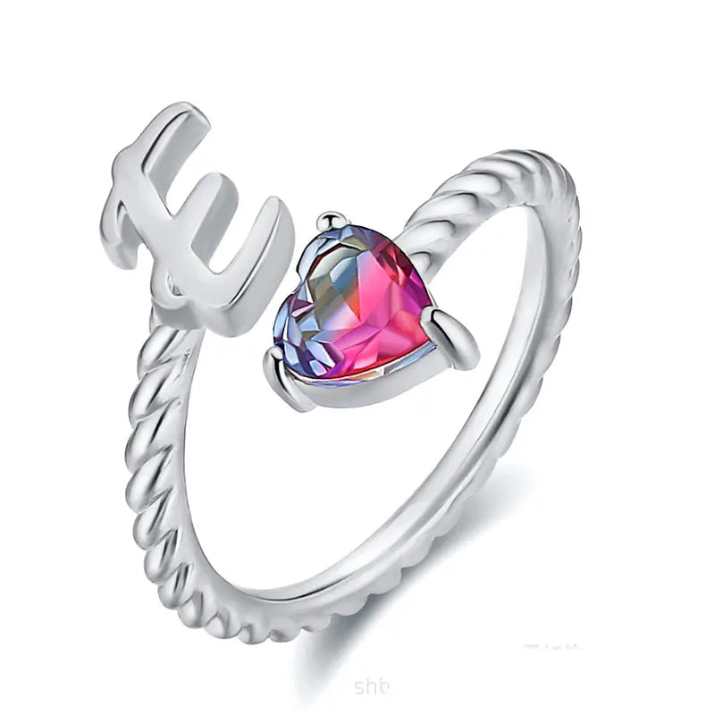 Adjustable Initial Ring "Mermaid Tail"