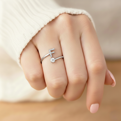 Adjustable Initial Ring "Classic" with card message & gift box