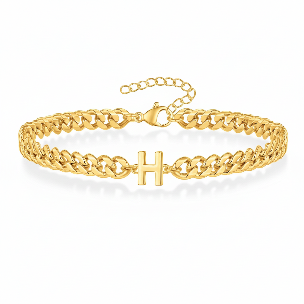Initial Bracelet "Curb Letter"