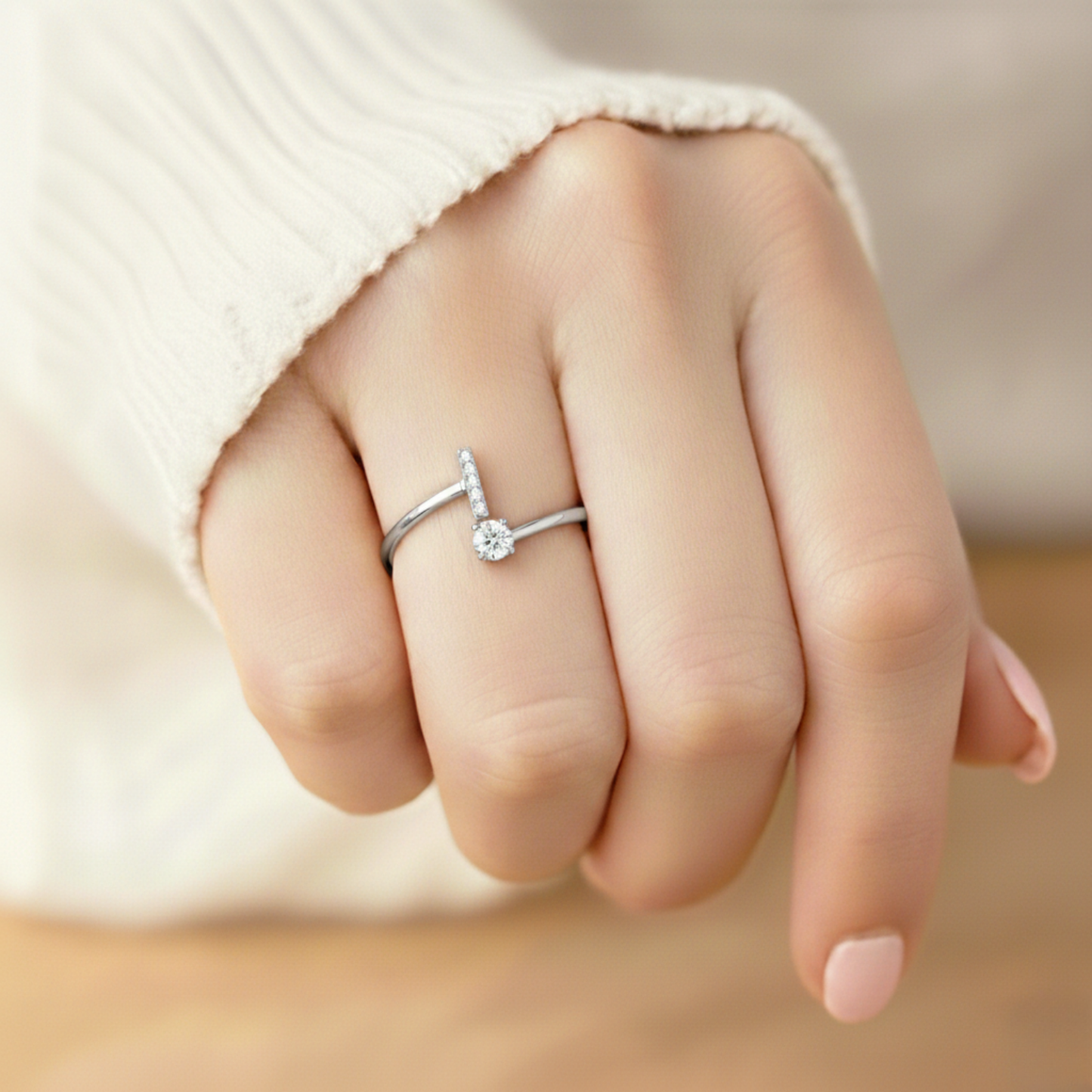 Adjustable Initial Ring "Classic" with card message & gift box