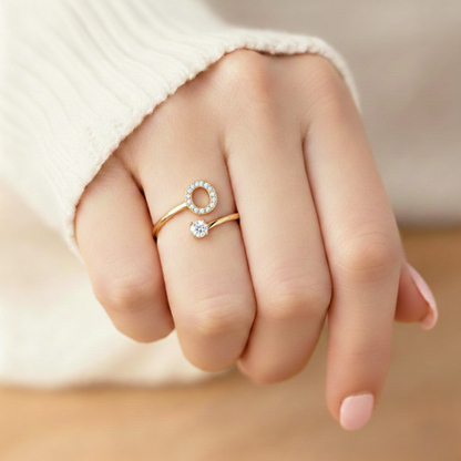Adjustable Initial Ring "Classic" with card message & gift box