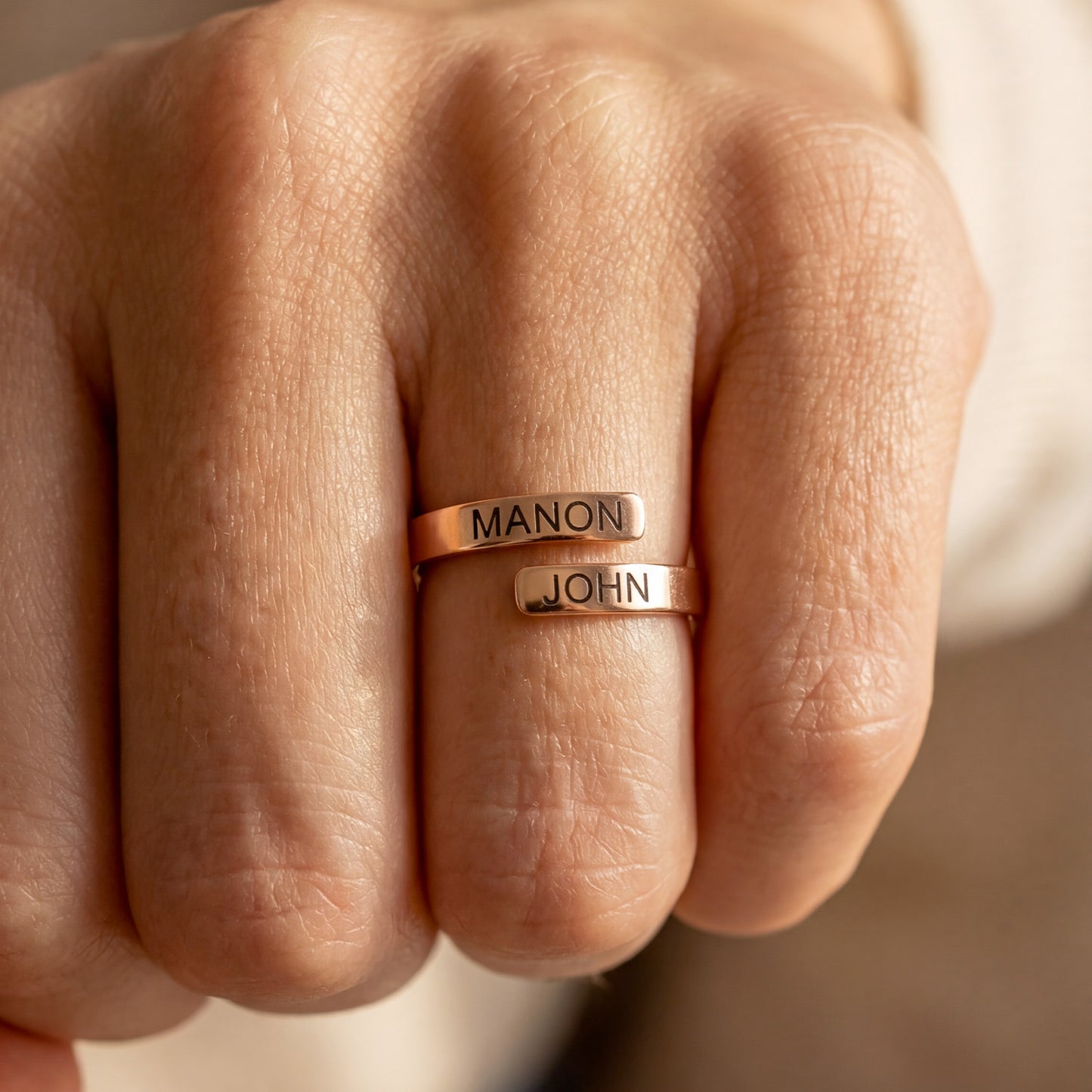 Adjustable Double Name Ring "Dual Soul"
