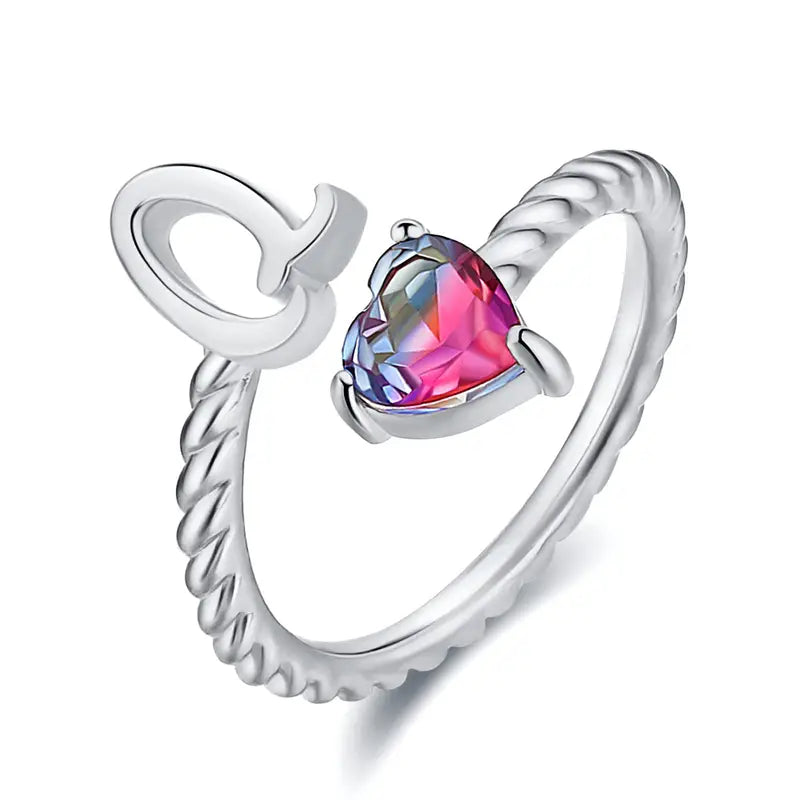 Adjustable Initial Ring "Mermaid Tail"