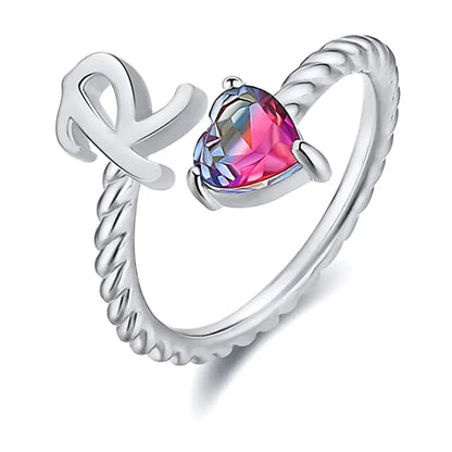 Adjustable Initial Ring "Mermaid Tail"