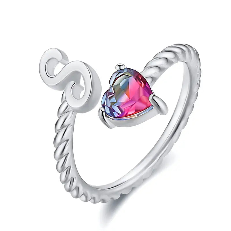 Adjustable Initial Ring "Mermaid Tail"