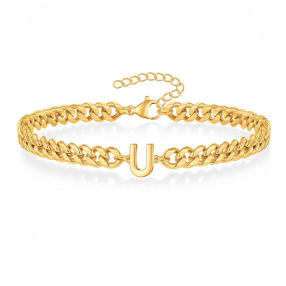 Initial Bracelet "Curb Letter"