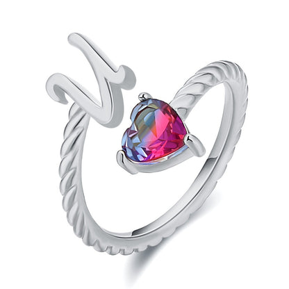 Adjustable Initial Ring "Mermaid Tail"