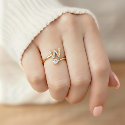 Adjustable Initial Ring "Classic" with card message & gift box