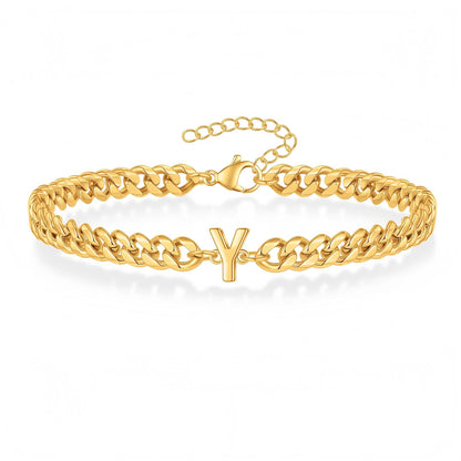 Initial Bracelet "Curb Letter"