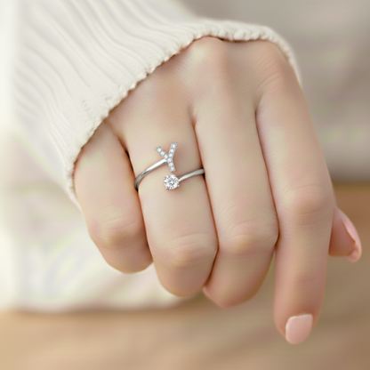 Adjustable Initial Ring "Classic" with card message & gift box