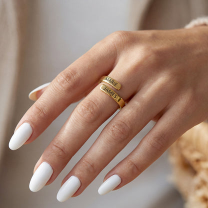 Adjustable Double Name Ring "Dual Soul"