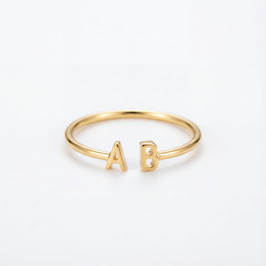 Adjustable Initial Ring "Double Monogram"